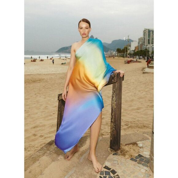 Baobab Collection Dresses & Skirts - Baobab Cabana Dress in Papagayo One Shoulder Maxi Dress Swim Coverup Kaftan